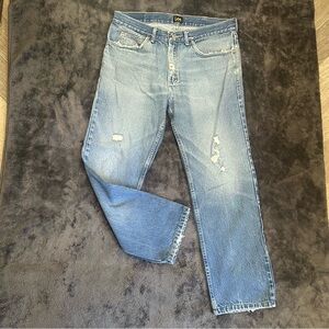 Vintage Lee Distressed Straight Leg Jeans - 36x32